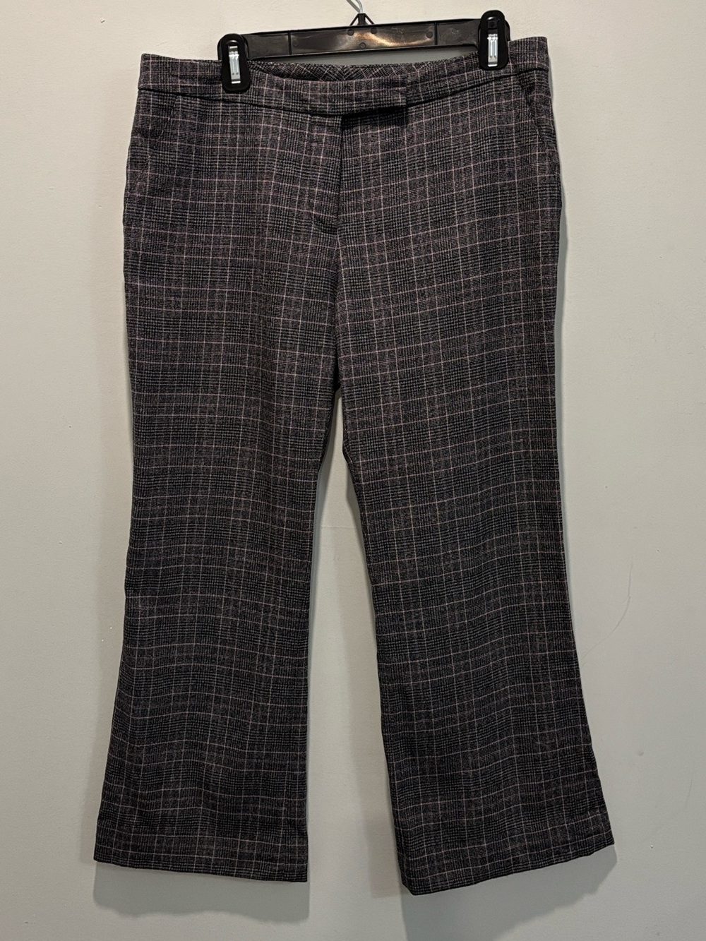 Teenflo Wool Plaid Wide-Leg Dress Pants Size 10 Black Grey Pink - Picture 6 of 16